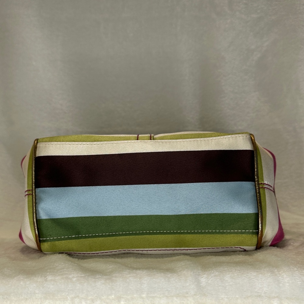 Coach Legacy Stripe Kiss Lock Pocket Zipper Hobo Handbag (RARE) (Mini Size) - Picture 9 of 15